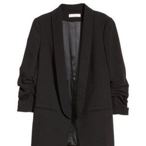 H&M ruched gathered sleeves black blazer jacket